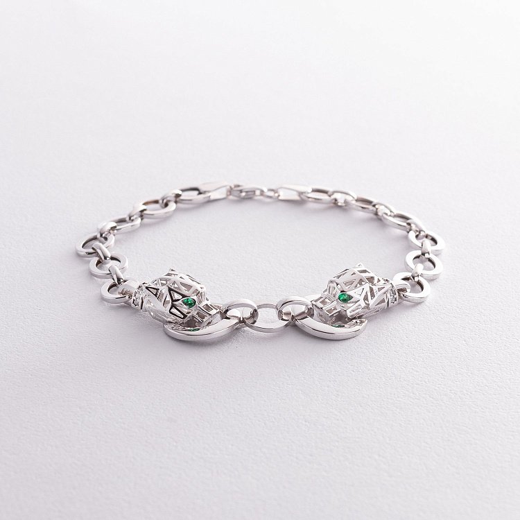 Браслет "Пантера" в белом золоте (фианиты) б05317 от ювелирного магазина Оникс