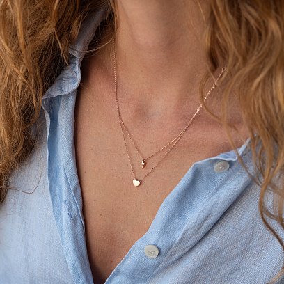 Двойное золотое колье "Молния и сердечко" кол02294 №4