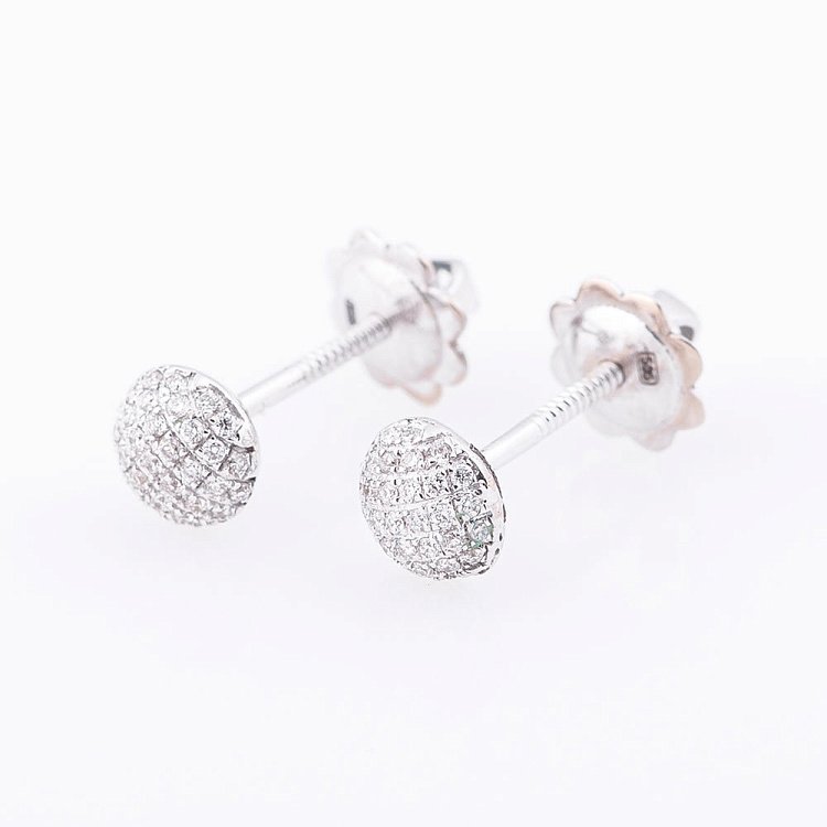 Золоті сережки-пусети з діамантами T03084K від ювелірного магазину Онікс - 1