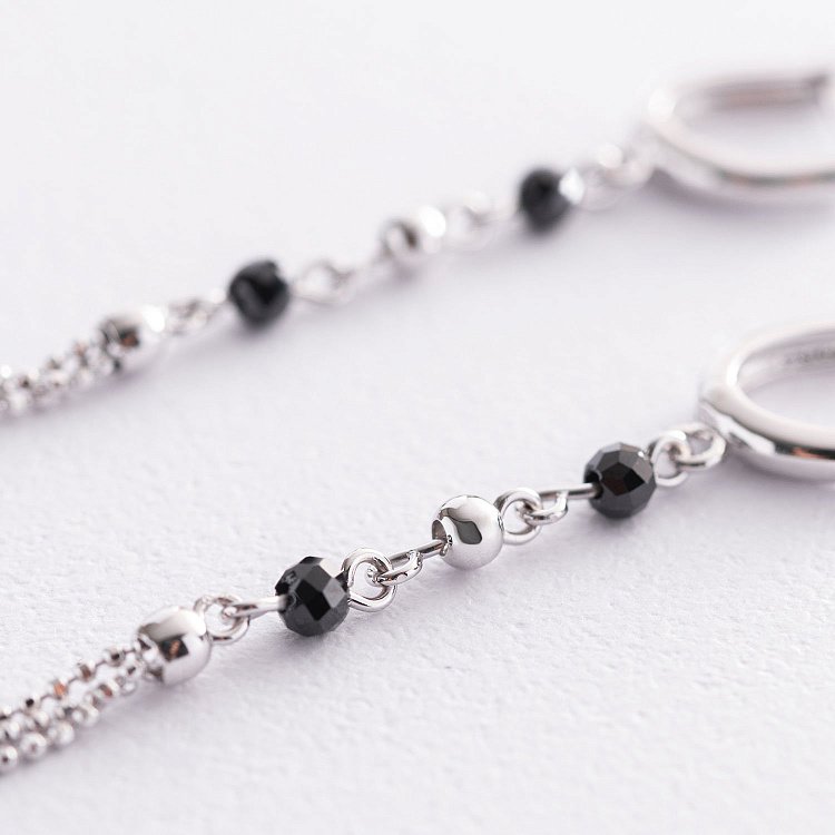 Золоті сережки "Кульки" з чорними фіанітами с07210 від ювелірного магазину Онікс - 3