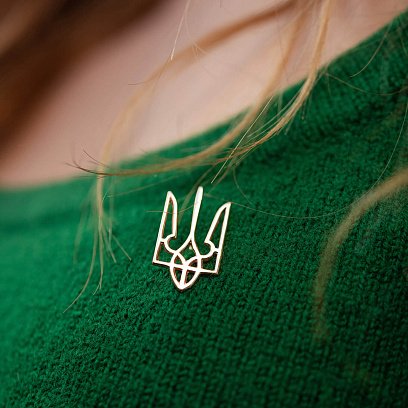 Золотая заколка "Герб Украины - Тризуб" зак00171 №4