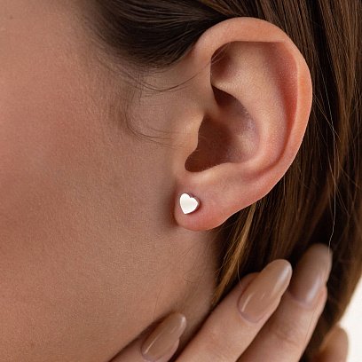 Золоті сережки-гвоздики "Сердечки" с06186 №4