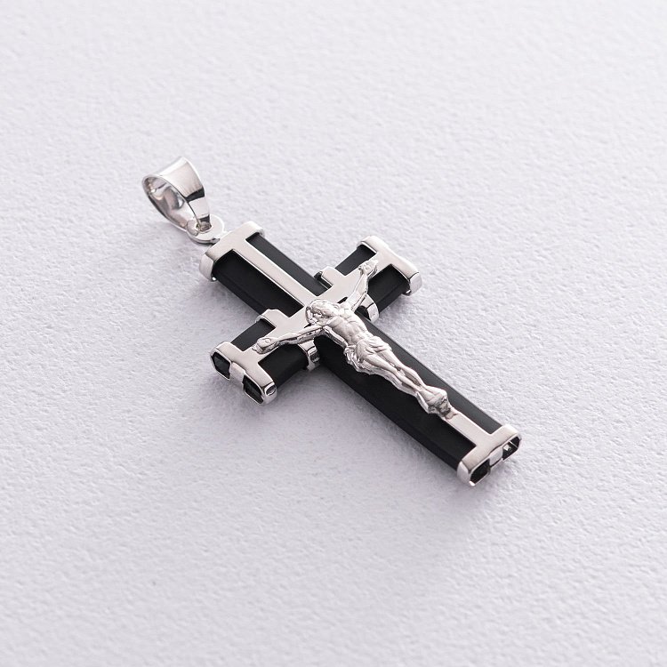 Православний хрест "Розп'яття. Спаси і Збережи" (каучук) 940011c від ювелірного магазину Онікс