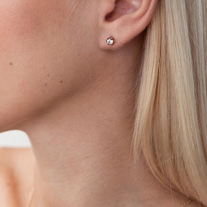 Золоті сережки - пусети (фіаніт) с05843 №2