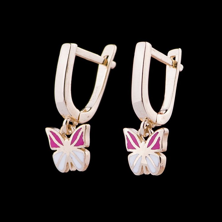 Дитячі золоті сережки "Метелики" с04801р від ювелірного магазину Онікс - 1