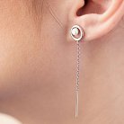 Серебряные серьги - пусеты с цепочками (жемчуг) 40017 от ювелирного магазина Оникс - 3