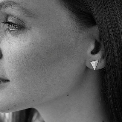 Серьги - пусеты "Пирамида" в серебре 123266 №5