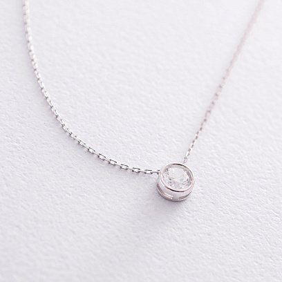 Серебряное колье с фианитом 181020 №3