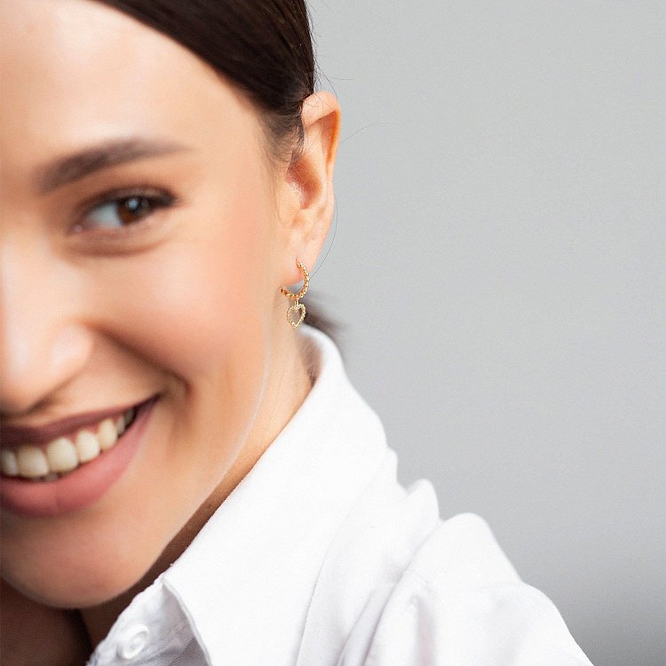 Сережки "Сердечки" в жовтому золоті с07103 від ювелірного магазину Онікс - 4