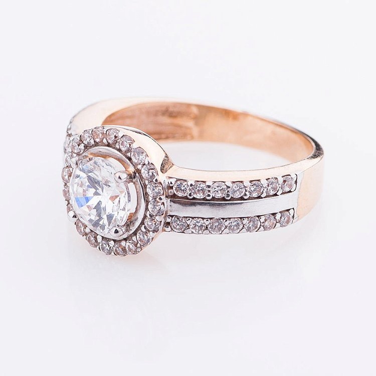 Помолвочное кольцо с фианитами к01697 от ювелирного магазина Оникс - 1