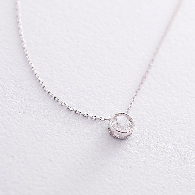 Серебряное колье с фианитом 181020 от ювелирного магазина Оникс - 2