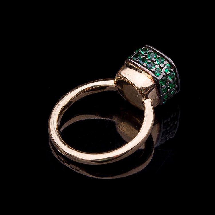 Золотое кольцо с фианитами к04342 от ювелирного магазина Оникс - 1