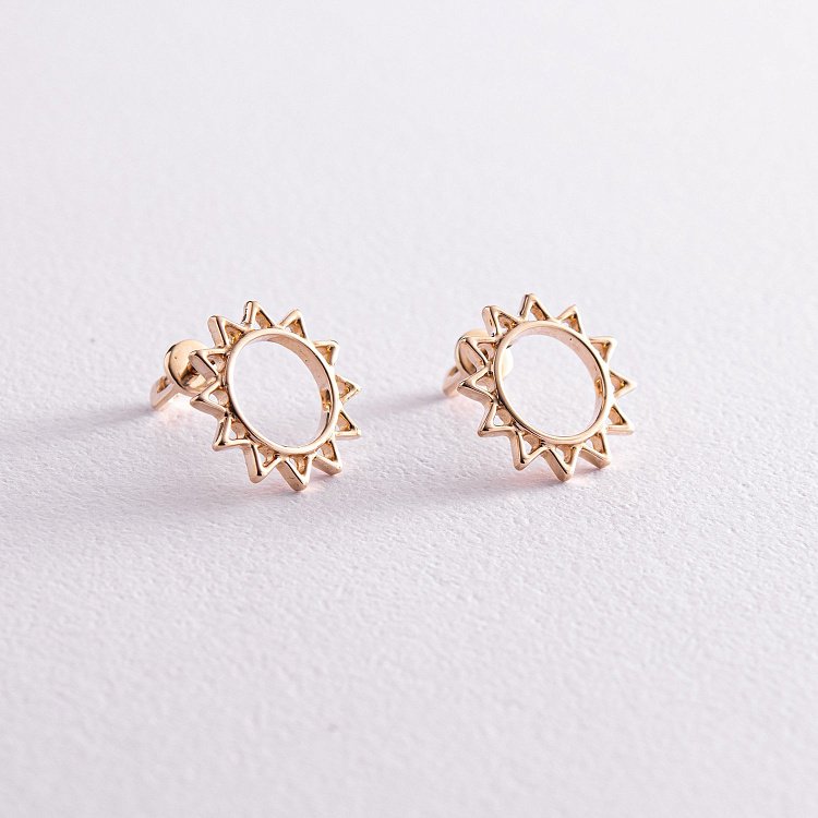 Золоті сережки - пусети "Сонце" с07856 від ювелірного магазину Онікс - 5