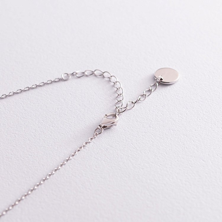 Серебряное колье "Клевер" с фианитами 181139 от ювелирного магазина Оникс - 4