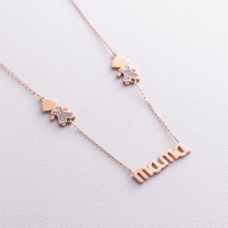 Золотое колье "Мама и мальчики" (фианиты) кол00996 от ювелирного магазина Оникс