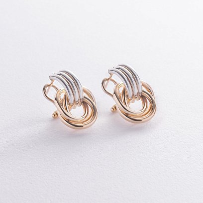 Золотые серьги с итальянской застежкой с01290 №5