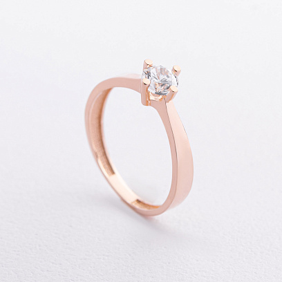 Заручальна золота каблучка з фіанітом к08082