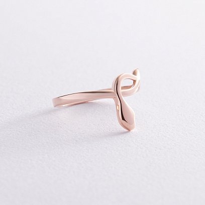 Кольцо "Змея" в красном золоте к07426 №5