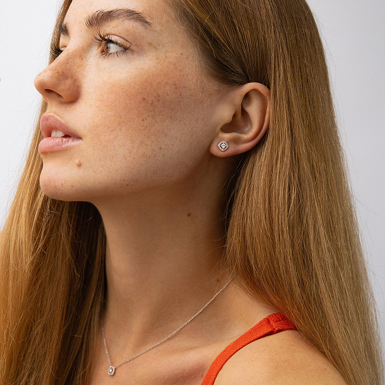 Золоті сережки - пусети з діамантами сб0574ca від ювелірного магазину Онікс - 1