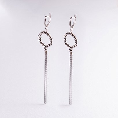 Серебряные висячие серьги "Легкость" 123076