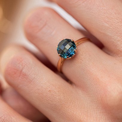 Каблучка в червоному золоті (Лондон топаз) к4748топ №2