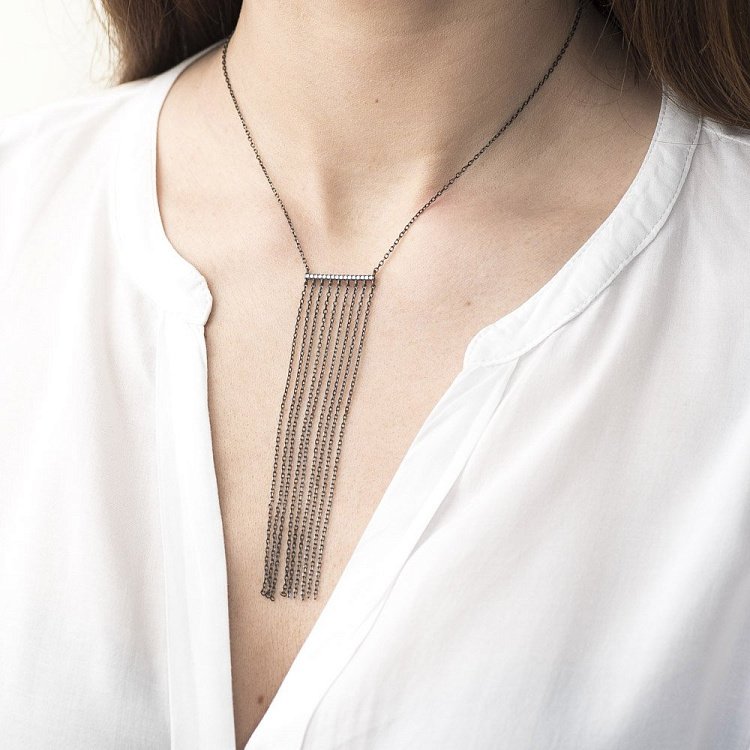 Срібне кольє (фіаніти) 18505 від ювелірного магазину Онікс - 2