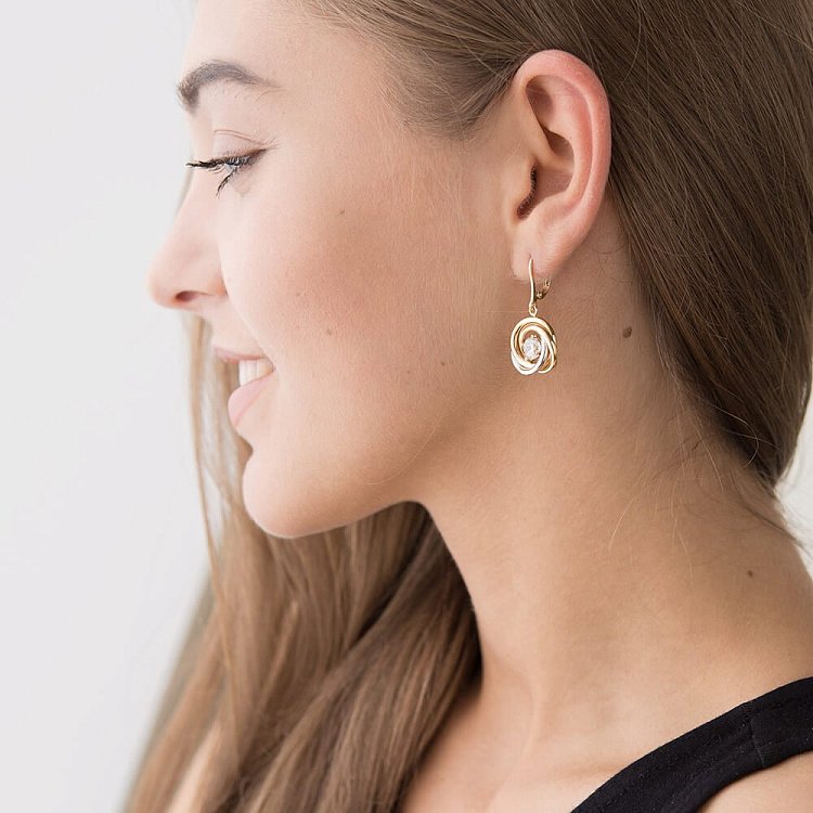 Золоті сережки з фіанітами с03830 від ювелірного магазину Онікс - 4