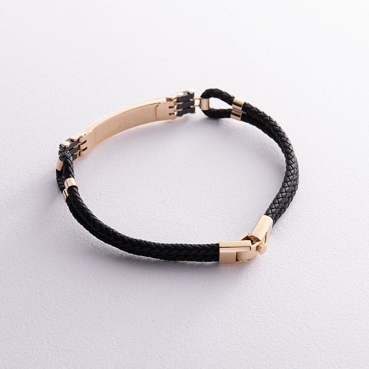 Каучуковий браслет з жовтого золота (онікс, кераміка) б03978 від ювелірного магазину Онікс - 3