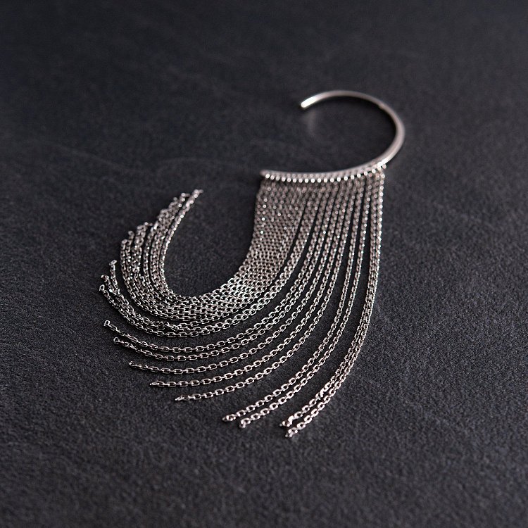 Серьга - каффа "Неповторимость" в белом золоте с07589 от ювелирного магазина Оникс - 24