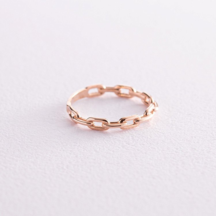 Каблучка "Ланцюжок" у червоному золоті к07120 від ювелірного магазину Онікс