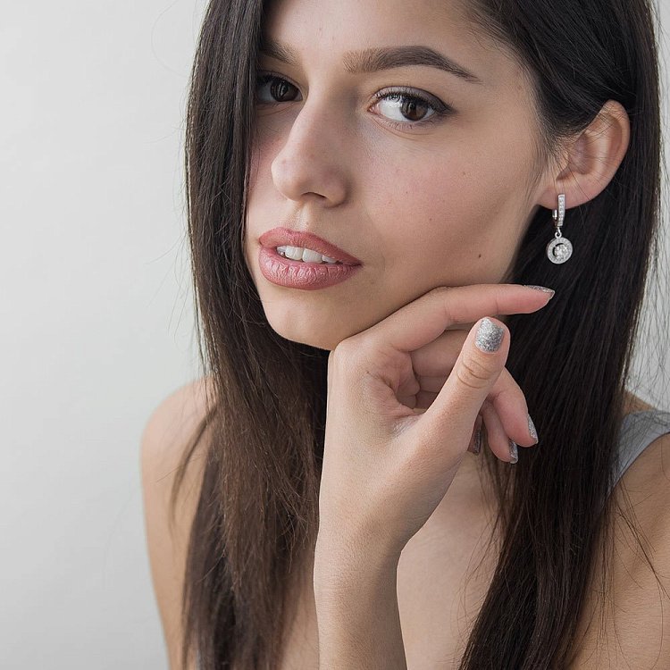 Золоті сережки з діамантами Е0466Пб від ювелірного магазину Онікс - 2