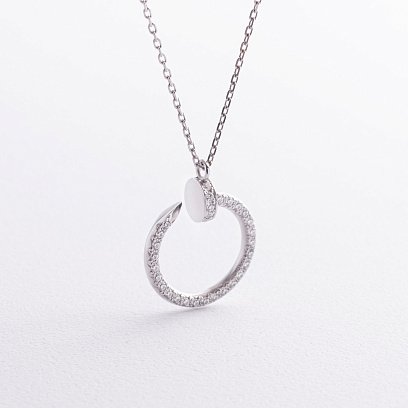 Колье "Гвоздь" в серебре (фианиты) 1332