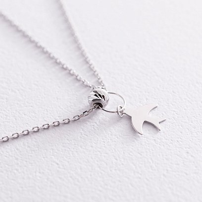 Кольє "Ластівка" в білому золоті (фіаніт) кол01920 №4