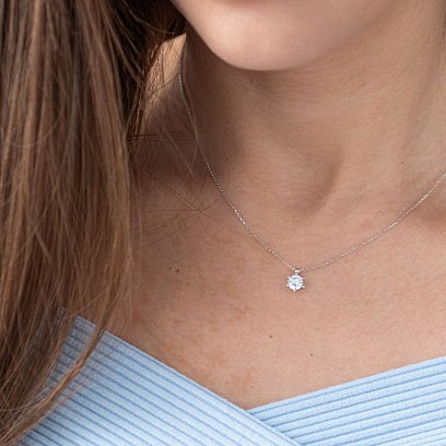 Серебряное колье с фианитом 181019 №2