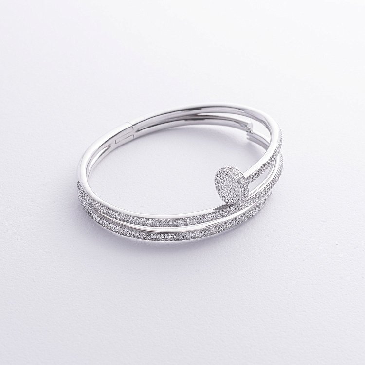 Жорсткий золотий браслет "Цвях" з діамантами бб0052м - 6 Жорсткий золотий браслет "Цвях" з діамантами бб0052м від ювелірного магазину Онікс - 6