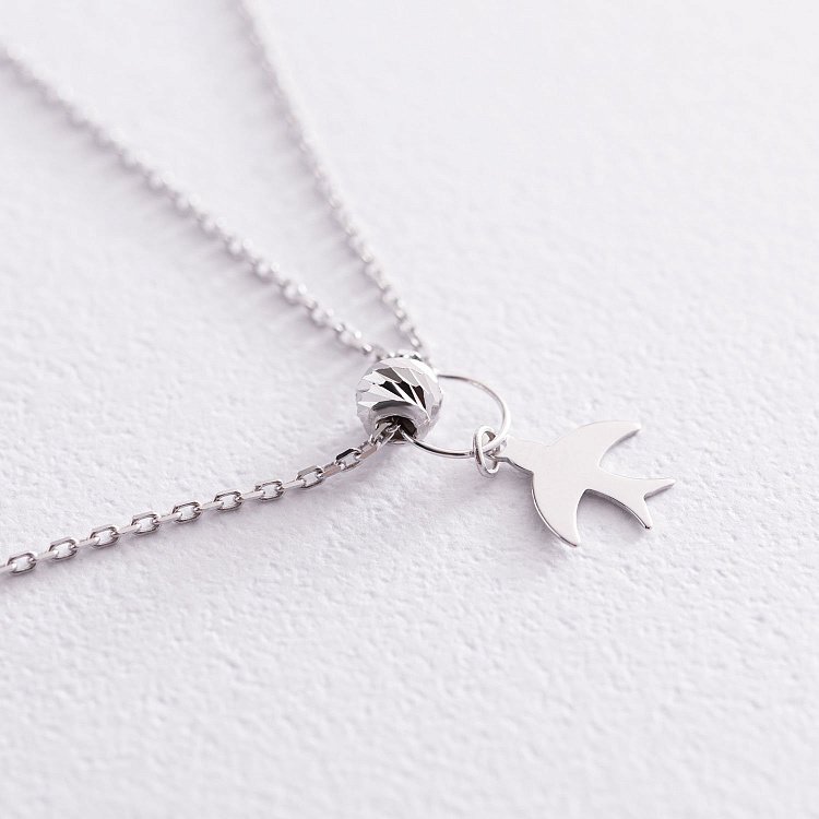 Кольє "Ластівка" в білому золоті (фіаніт) кол01920 від ювелірного магазину Онікс - 3