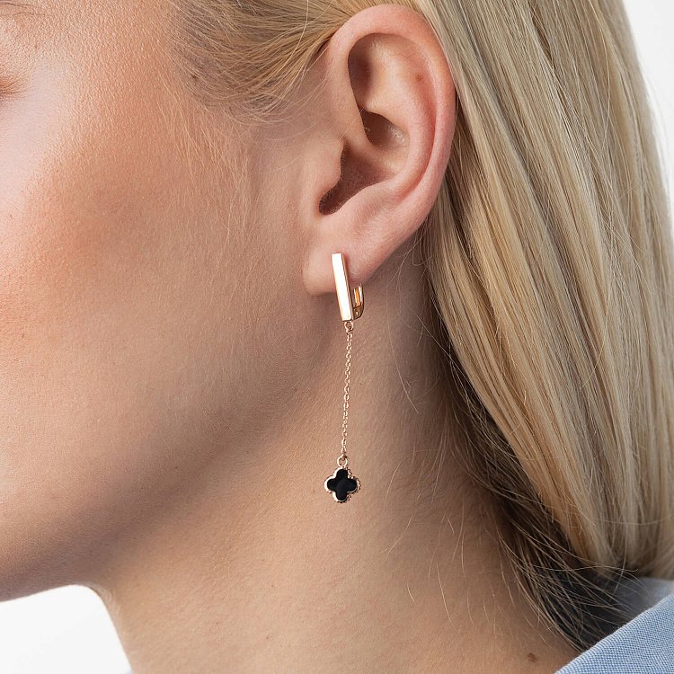 Золоті сережки "Конюшина" з емаллю 400273E від ювелірного магазину Онікс - 7