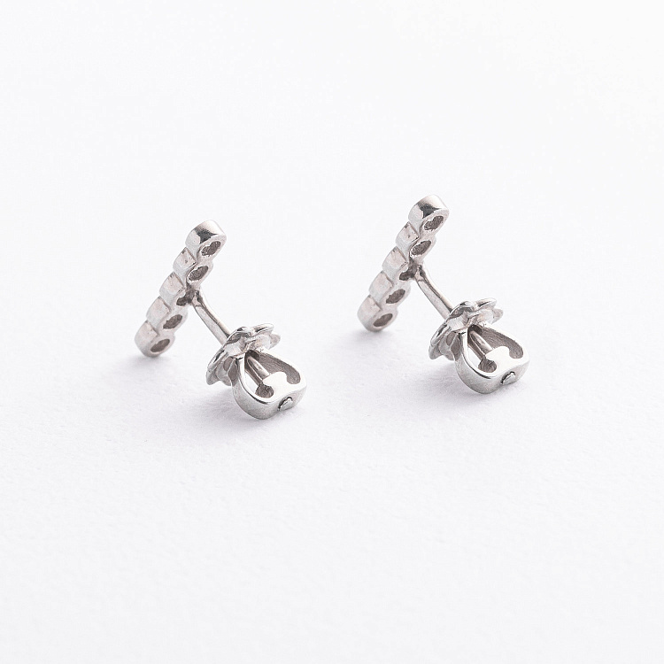 Серебряные серьги - пусеты с фианитами 902-01613 от ювелирного магазина Оникс - 2