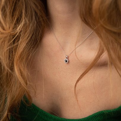 Золоте кольє "Сердечко" з діамантами колб0097di №2