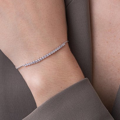 Срібний браслет "Витончений" з білими фіанітами 141606 №2