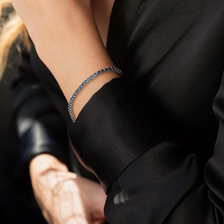 Браслет Теніс у білому золоті з сапфірами 518821529 від ювелірного магазину Онікс - 4