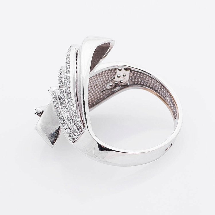 Золота каблучка з фіанітами к01771ж від ювелірного магазину Онікс - 2