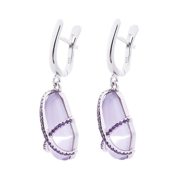 Срібні сережки (ім.улексит, фіаніт) 122280 від ювелірного магазину Онікс - 1