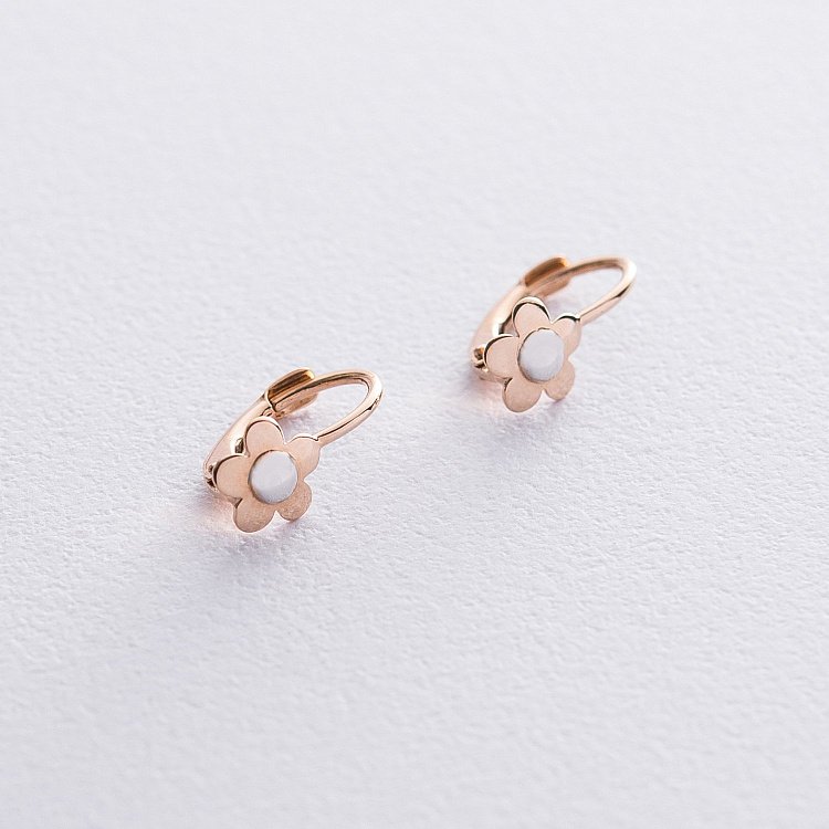 Детские золотые серьги "Цветочки" с06085 от ювелирного магазина Оникс