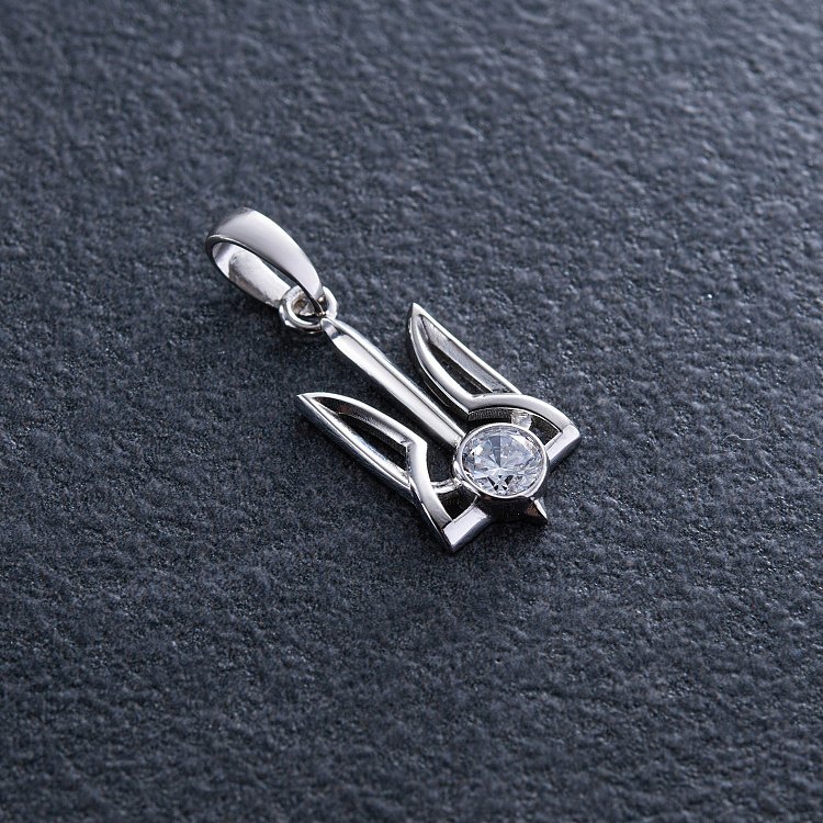 Срібний кулон "Герб України - Тризуб" з фіанітом 1057 від ювелірного магазину Онікс