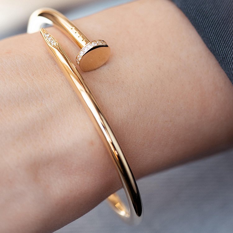 Золотий браслет "Цвях" з фіанітами б02953 від ювелірного магазину Онікс - 4