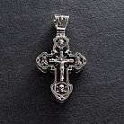 Чоловічий православний хрест "Розп'яття. Спаси та Збережи" з ебенового дерева та срібла 624 от ювелирного магазина Оникс