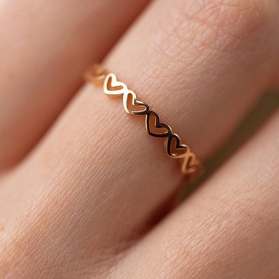 Каблучка "Сердечки" у червоному золоті к07158 №4