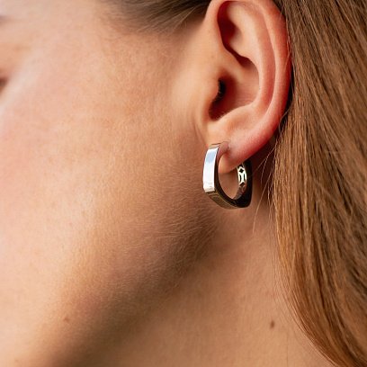 Серьги - кольца "Nora" в белом золоте с09019 №5