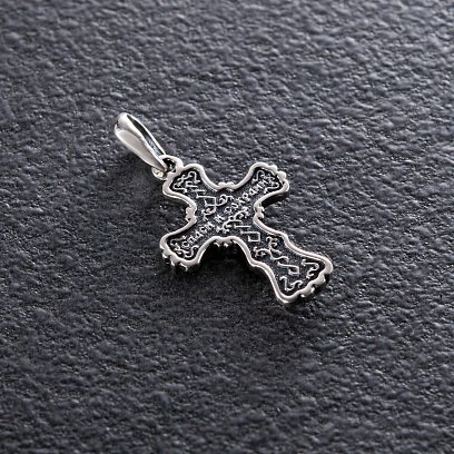 Срібний хрестик з розп'яттям (чорніння) 13335 №3